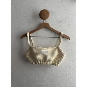 My Mum Made It Cream Quilted Waffle Crop Top Bralette Size Small